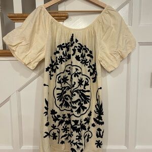 Free People Mini/BabDoll/Baxy Dress 100% Cotton Embroidery Trim Pockets Size M